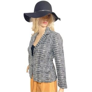 Loft black, off white, And tan striped jacket